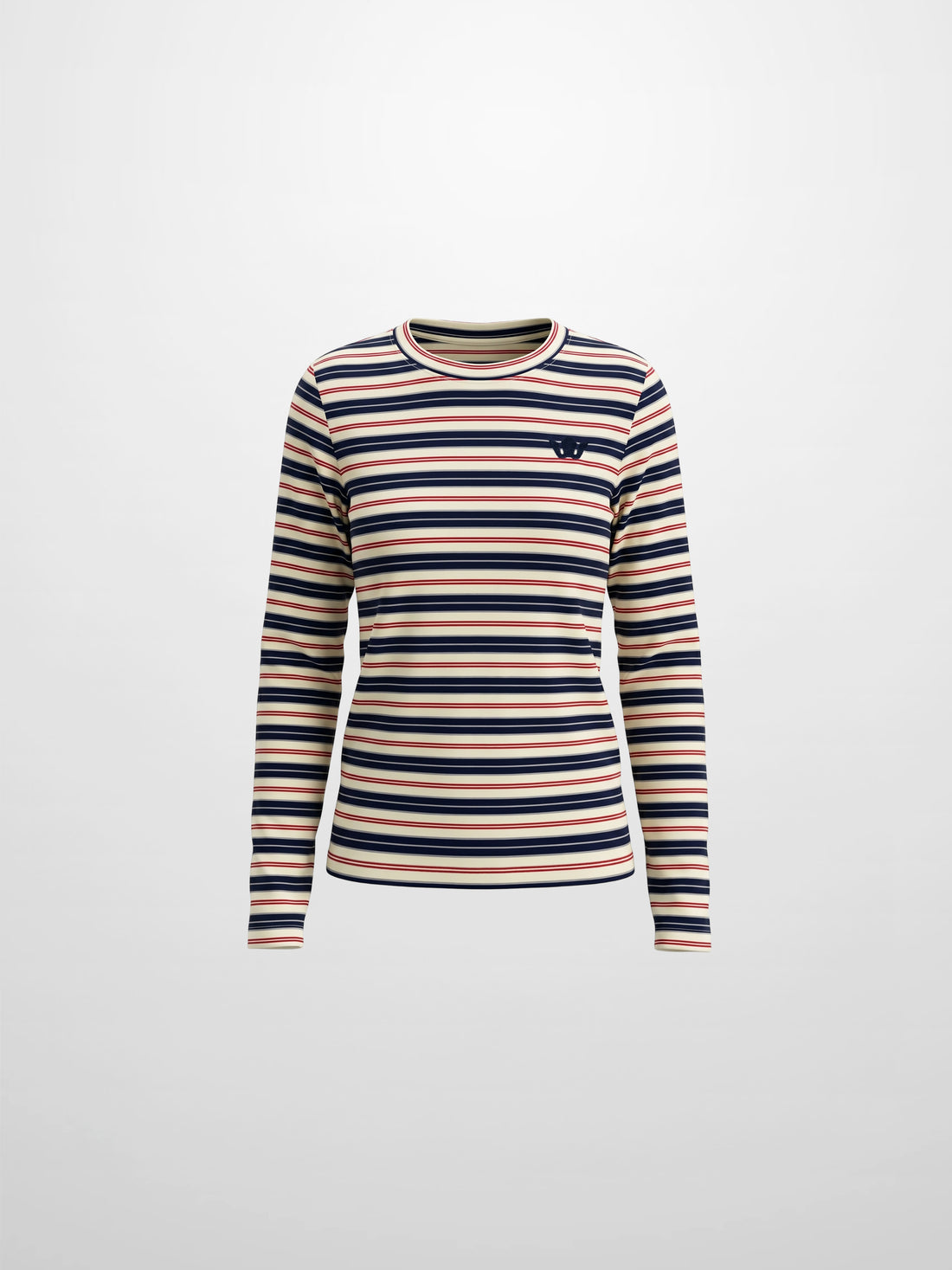 Embroidered Crown Striped Tee-Navy Stripe