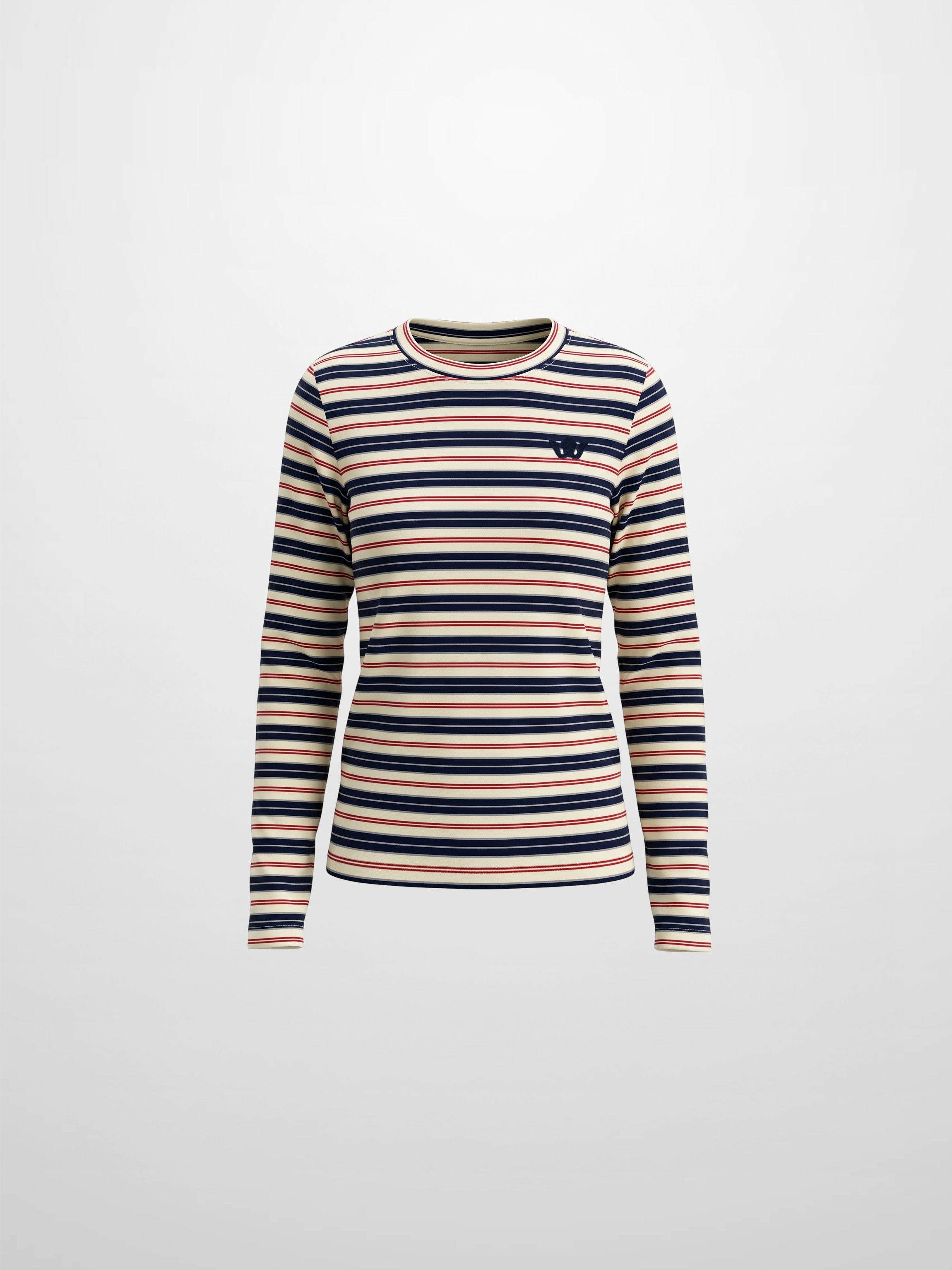 Embroidered Crown Striped Tee-Navy Stripe