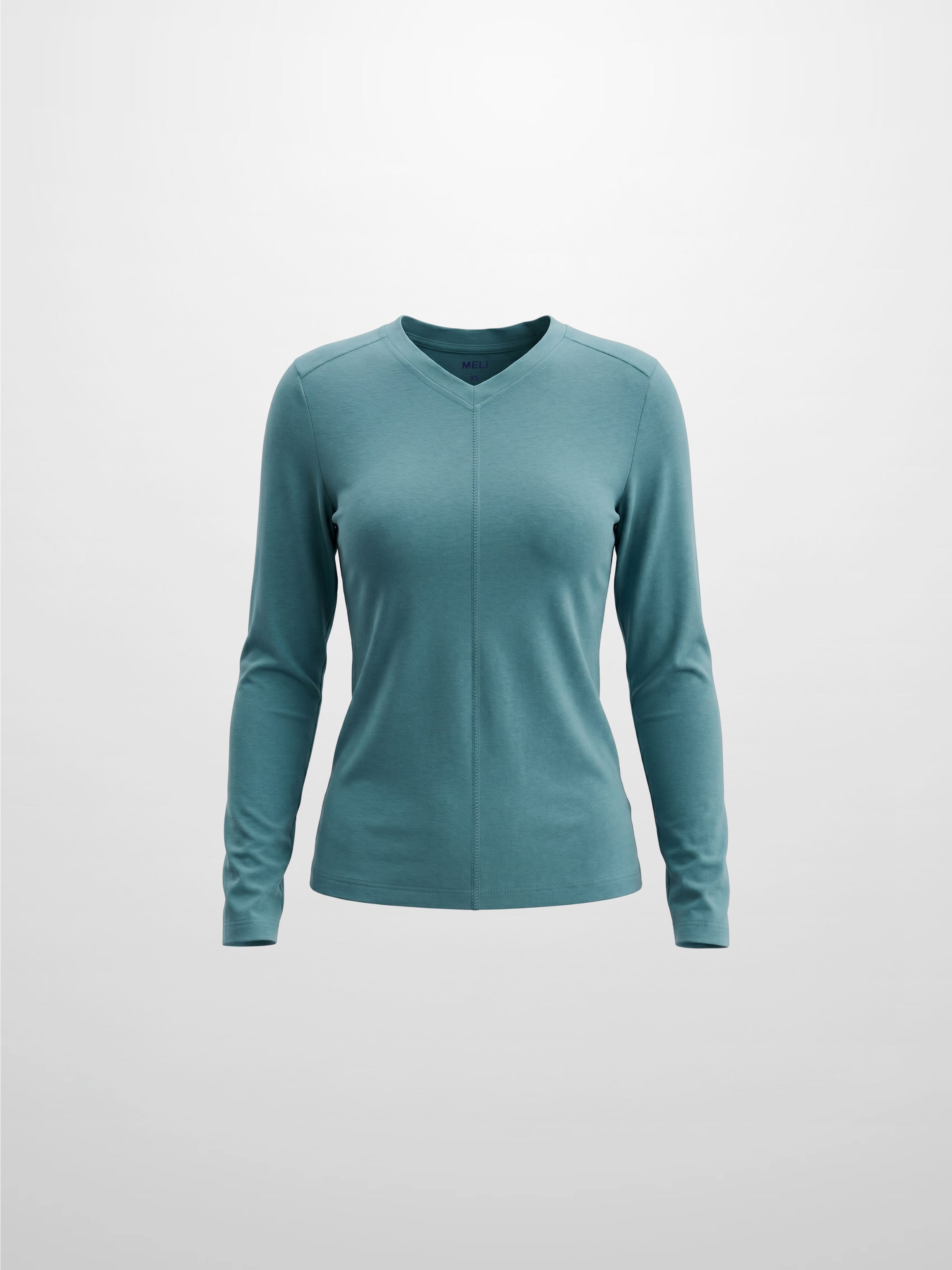 Center Seam High V Tee-Teal