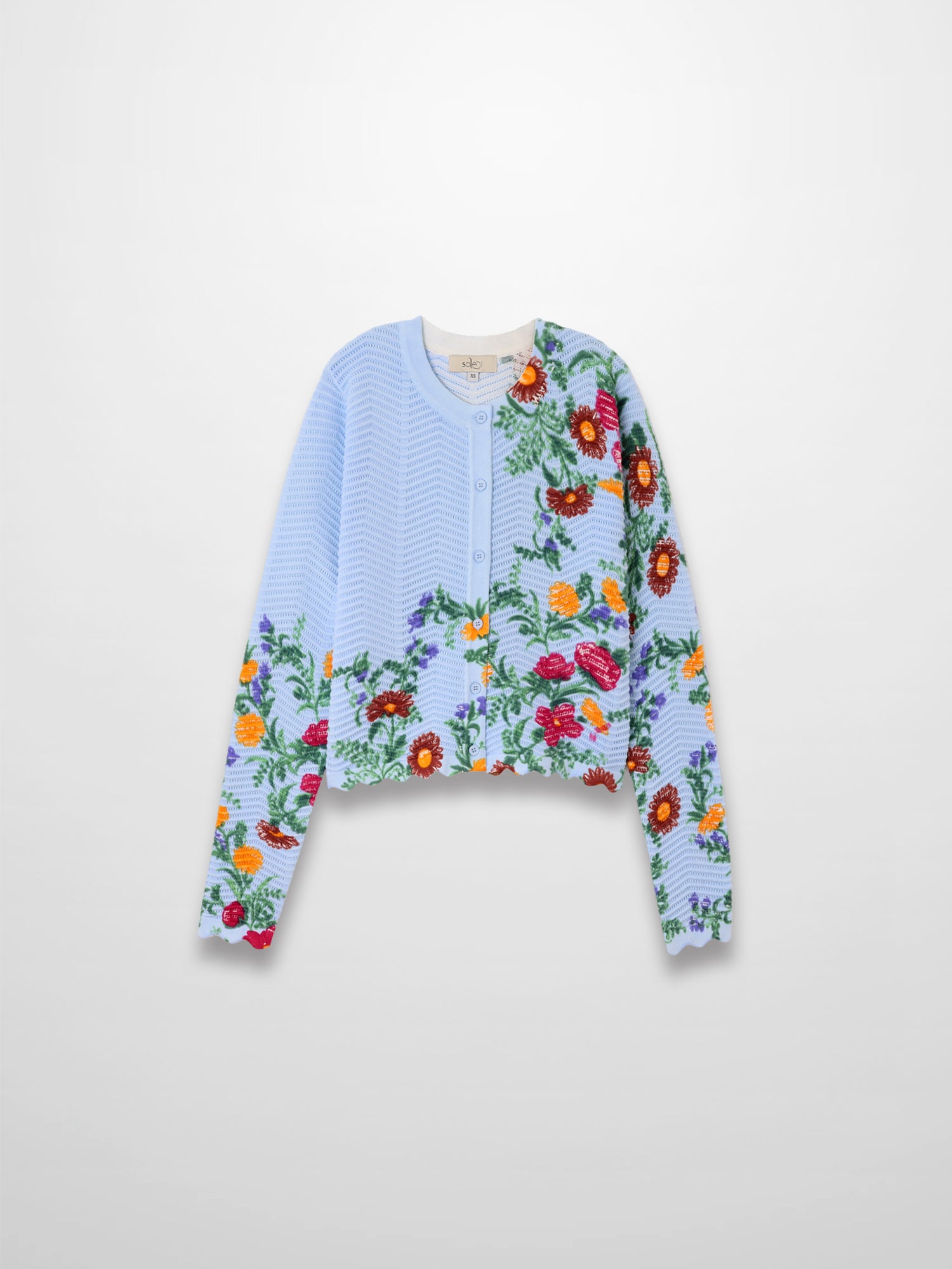Printed Wave Cardigan-Light Blue Floral