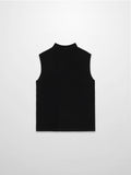 Sleeveless Mock Neck Sweater-Black