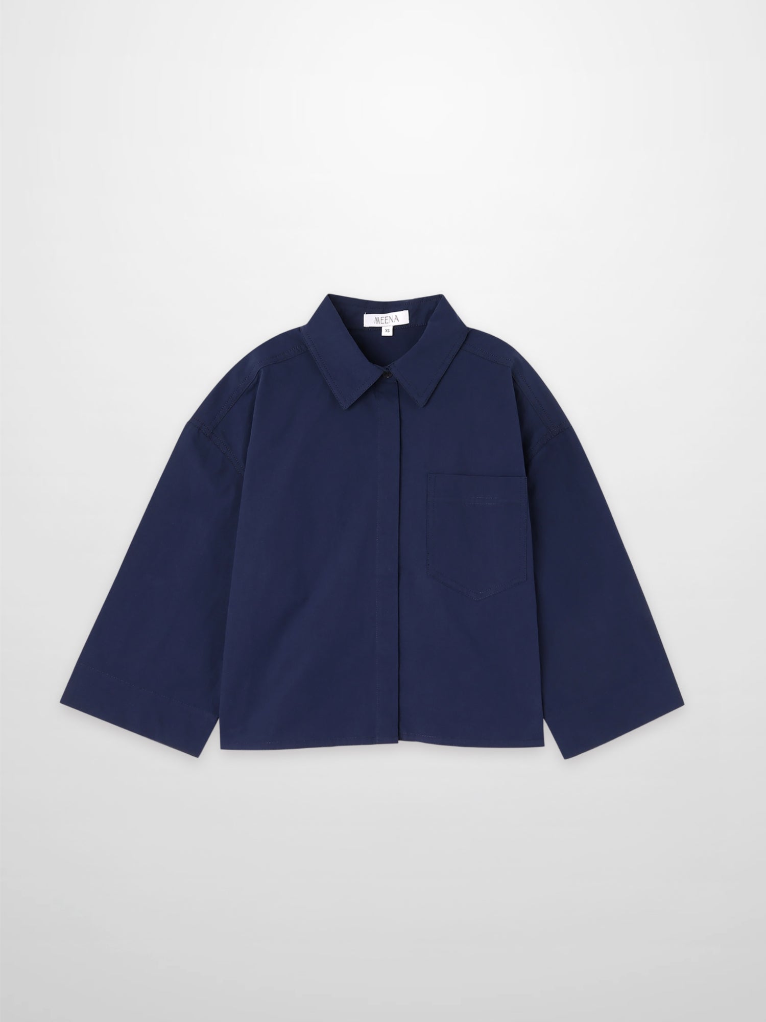 Cotton Crop Blouse-Navy