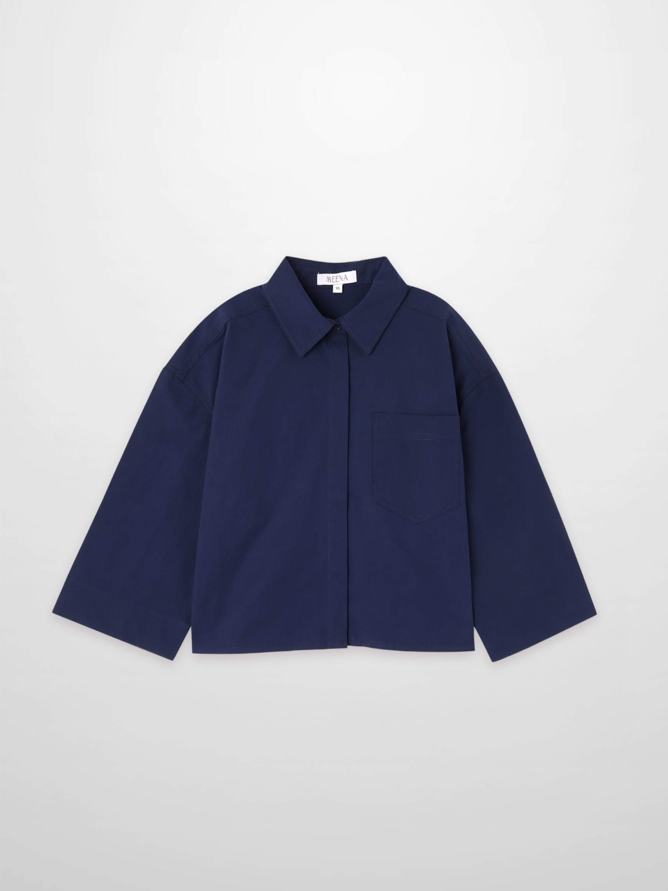 Cotton Crop Blouse-Navy