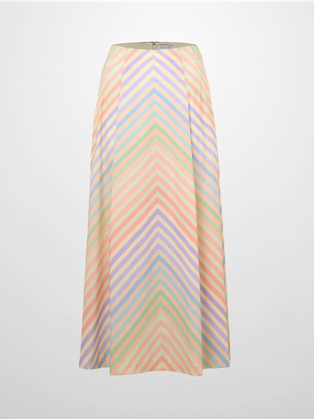 High Waisted Printed Skirt-Pastel Stripe