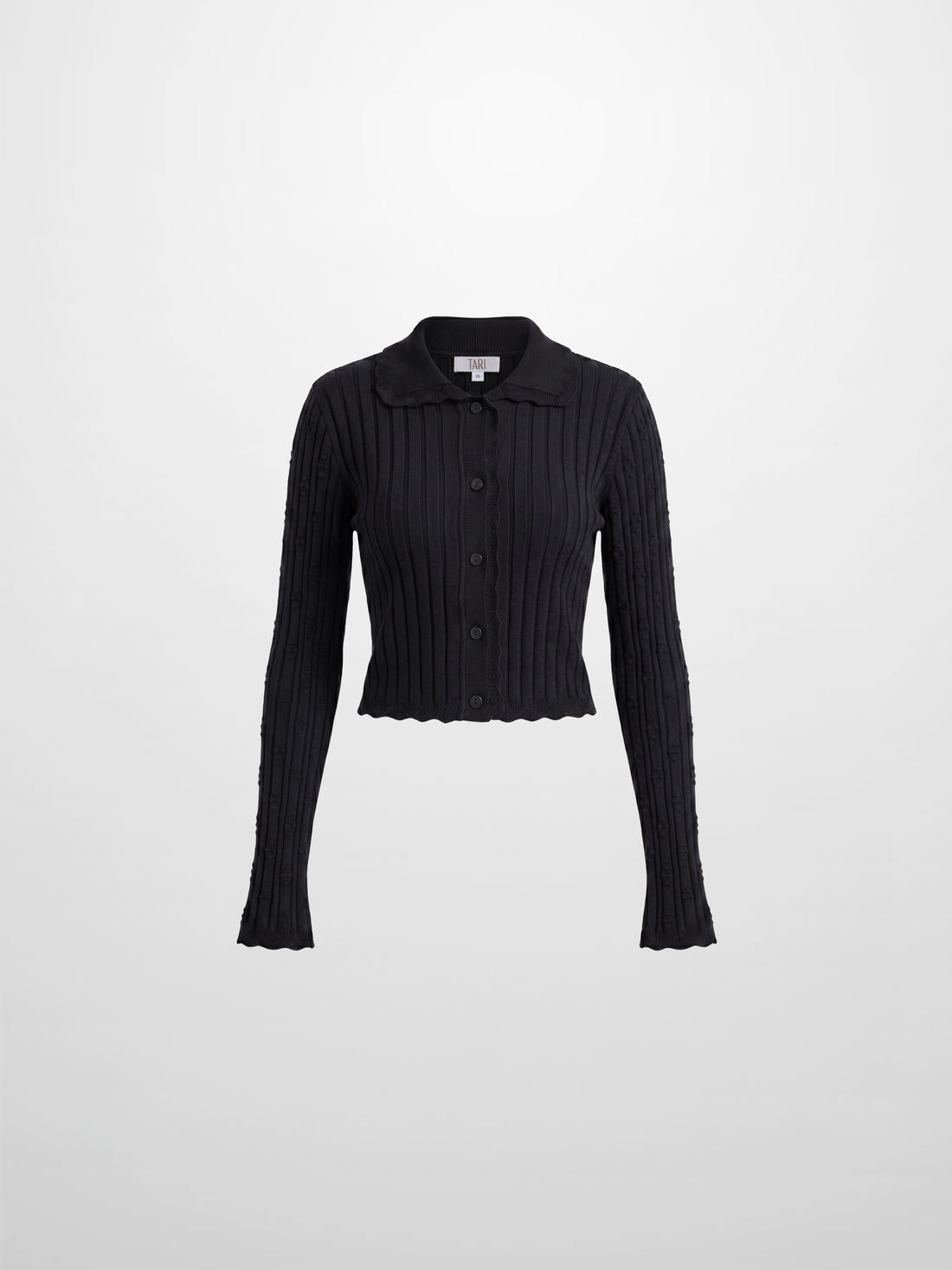 Scalloped Edge Cardigan-Black