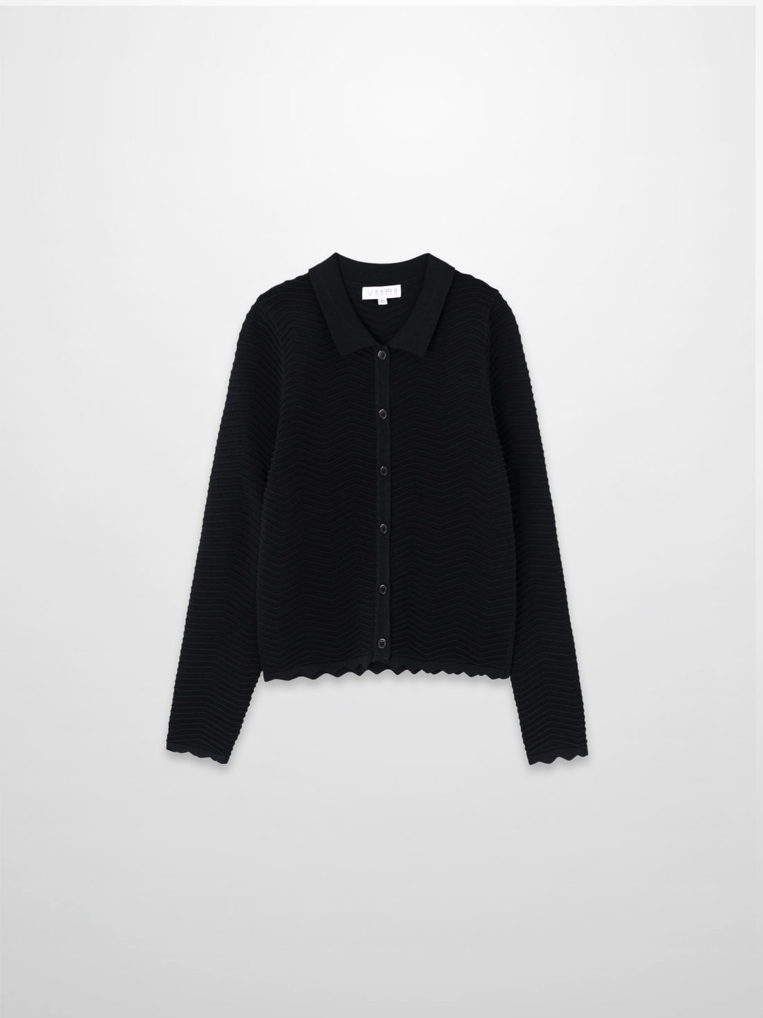 Wave Knit Cardigan-Black