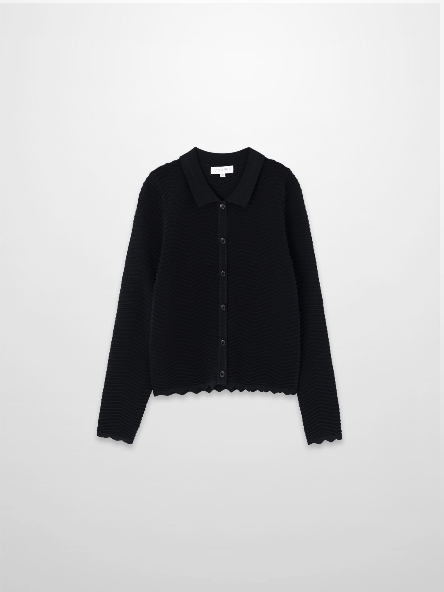 Wave Knit Cardigan-Black