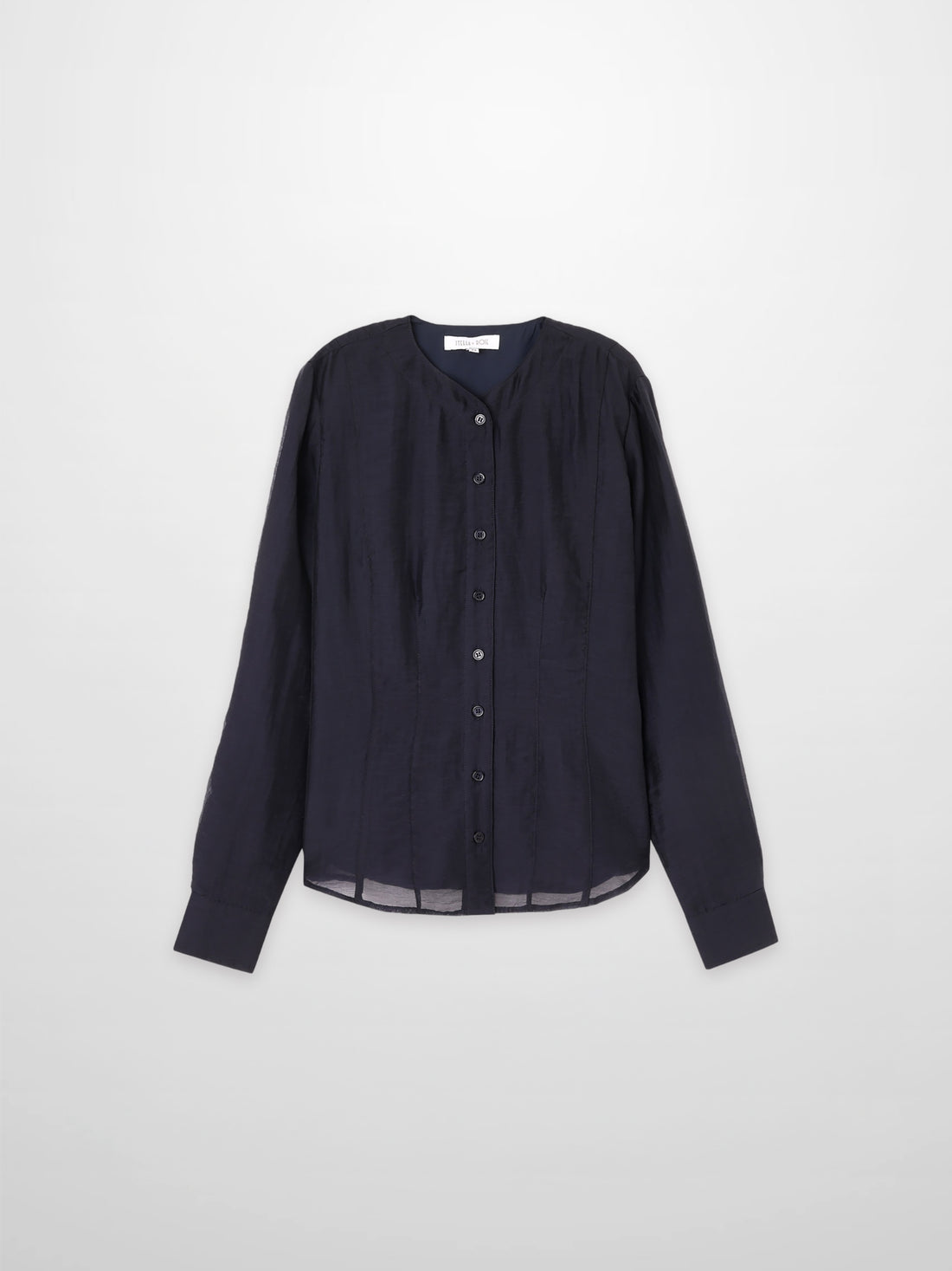 High V Neck Blouse-Navy