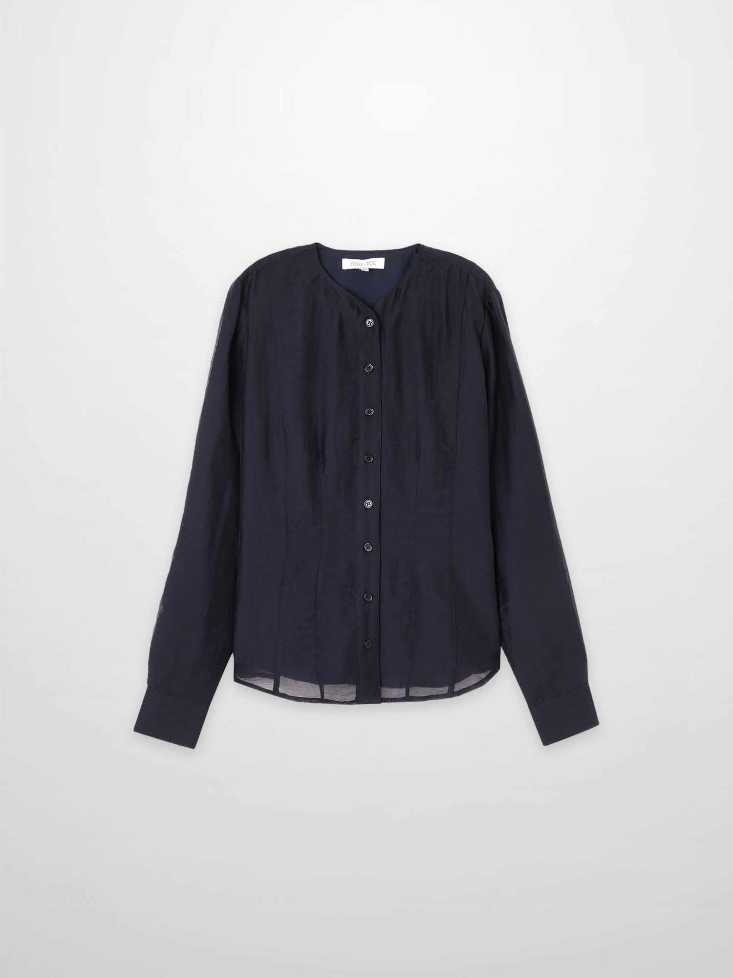 High V Neck Blouse-Navy