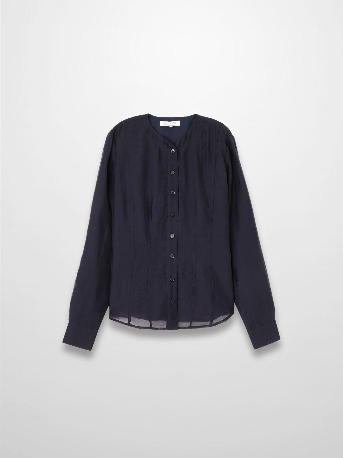 High V Neck Blouse-Navy