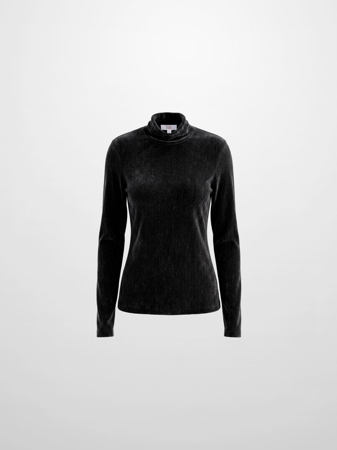 Textured Velour Turtleneck - Black