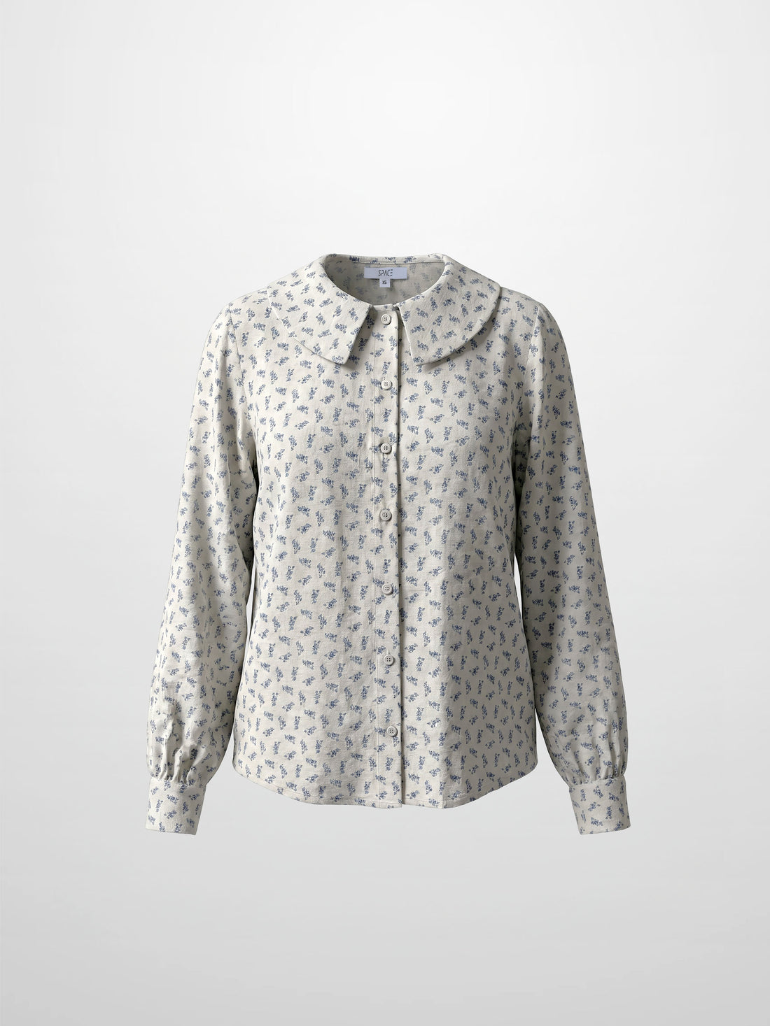 Peter Pan Collar Blouse-Grey Floral