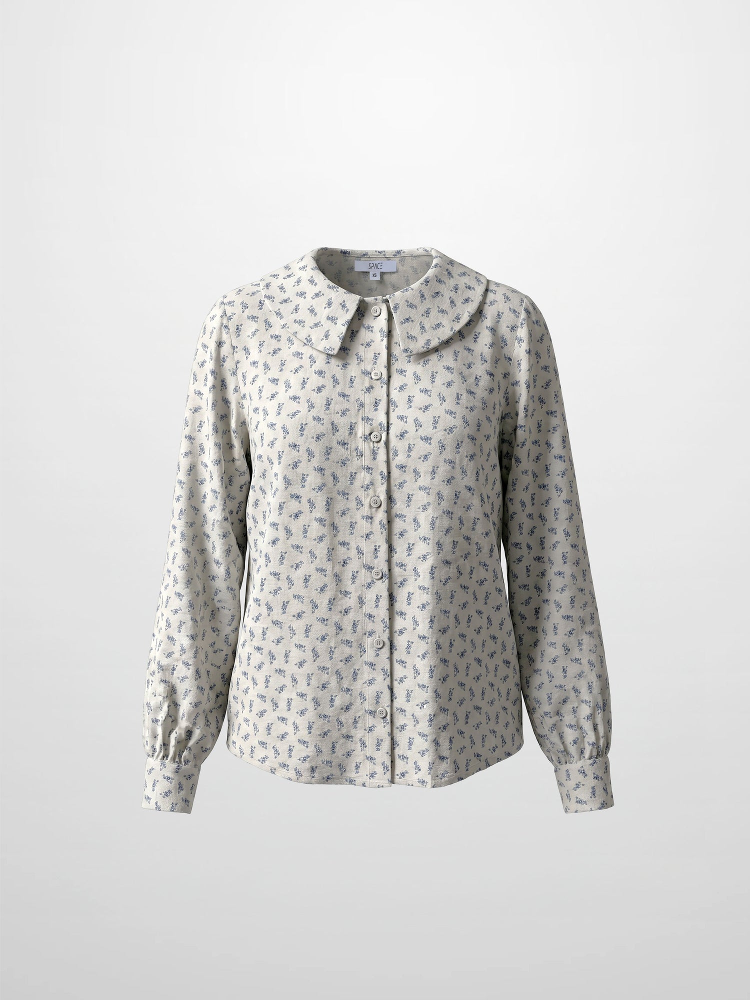 Peter Pan Collar Blouse-Grey Floral