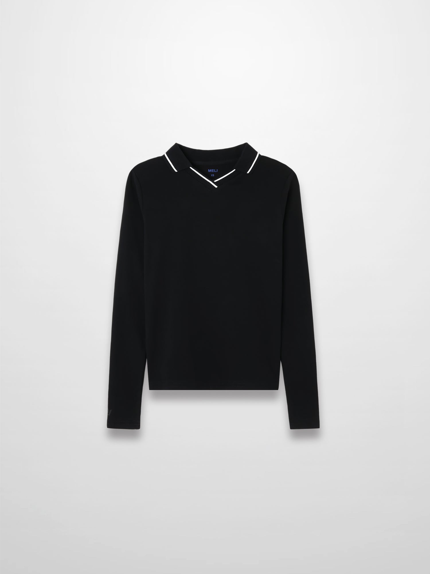 Collared High V T-Shirt-Black