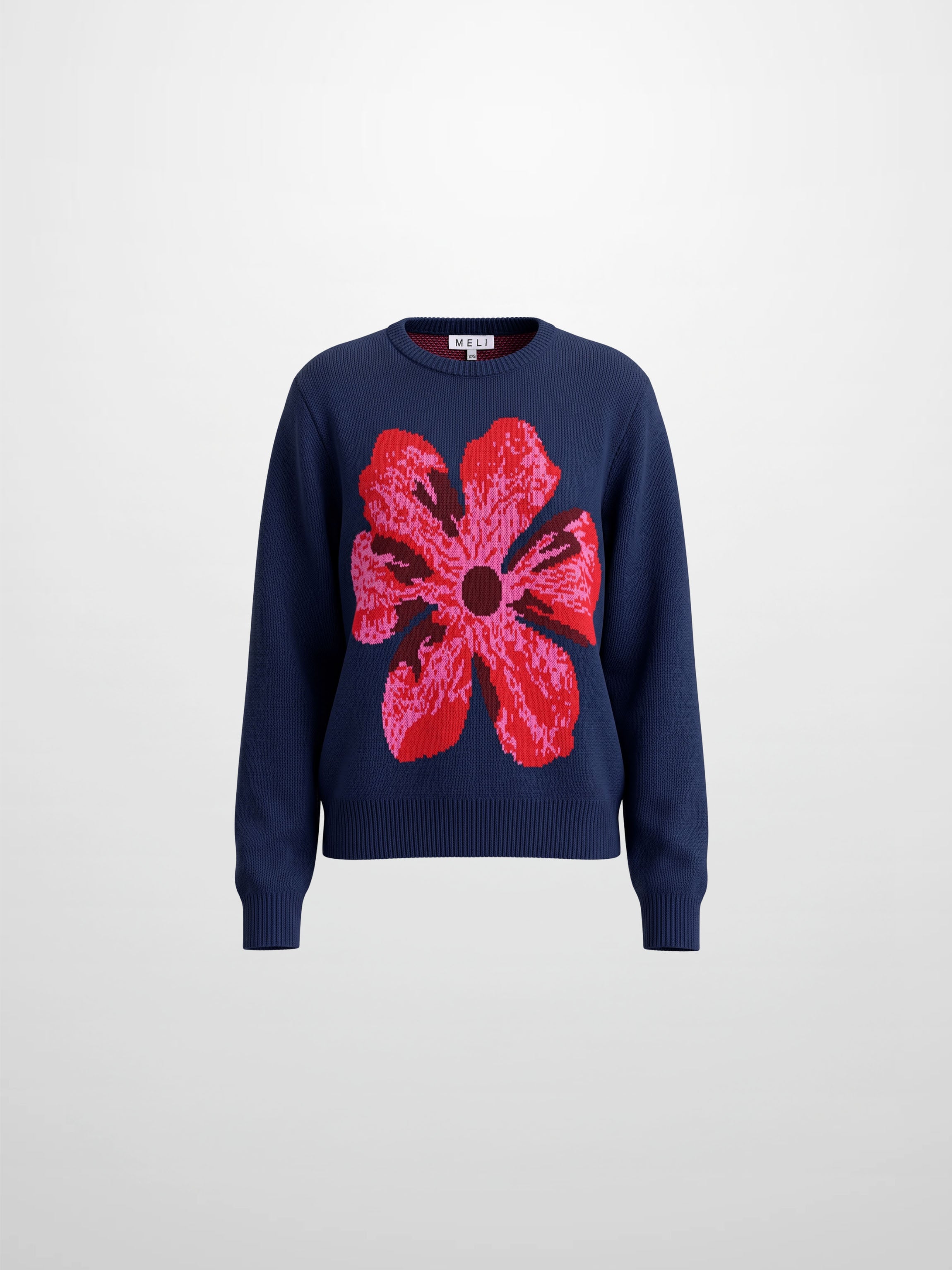 Flower Design Sweater - Blue