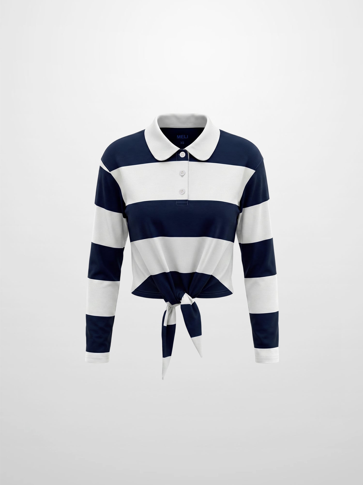 Striped Tie Bottom T-Shirt-Navy