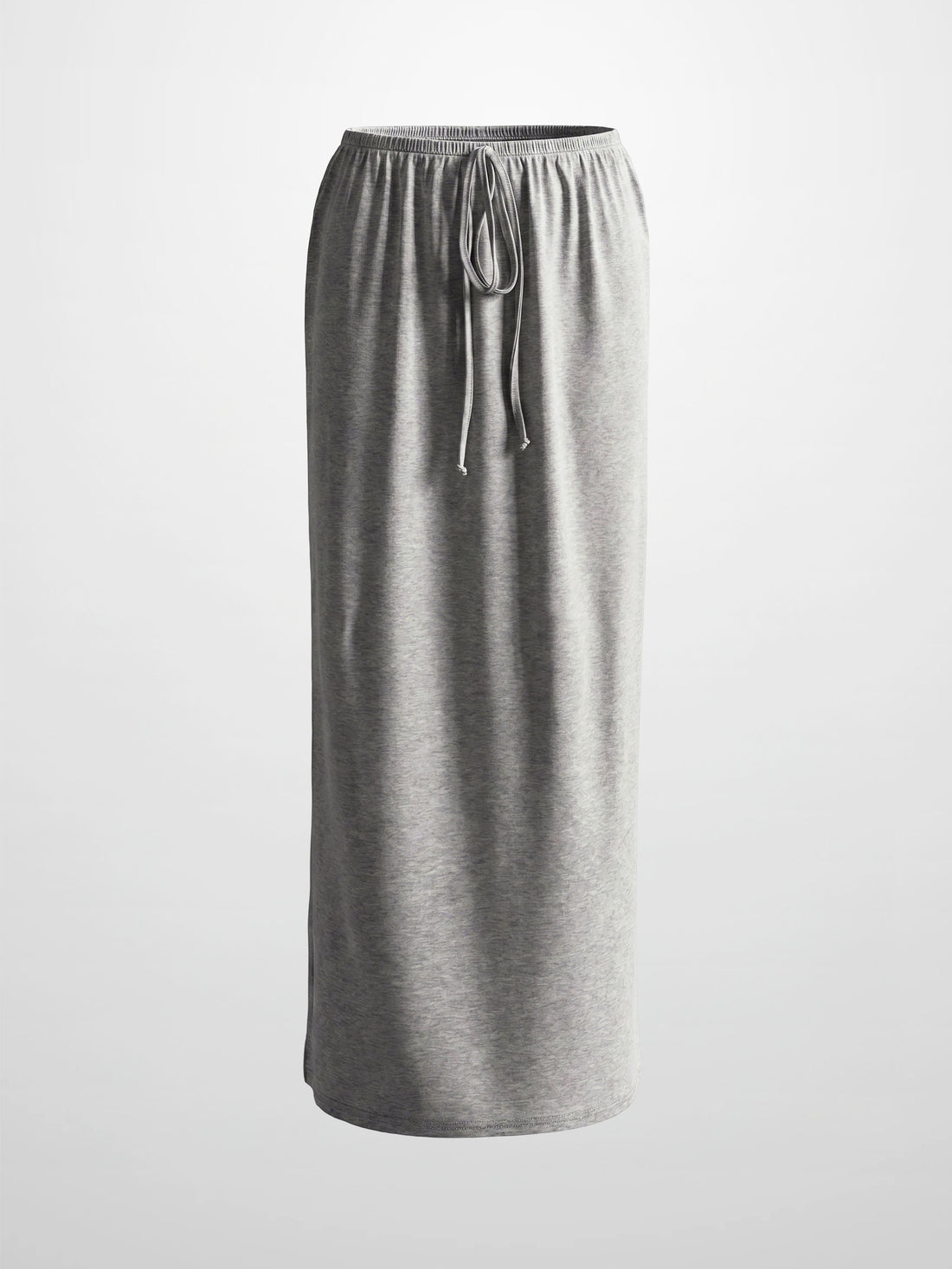 Straight Maxi Drawstring T-Shirt Skirt-Grey