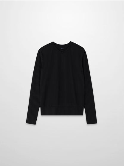 Ribbed High V Bomber-Black