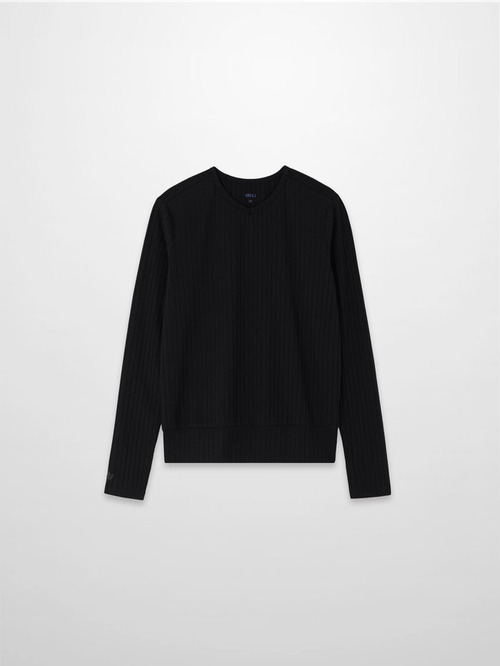 Ribbed High V Bomber-Black