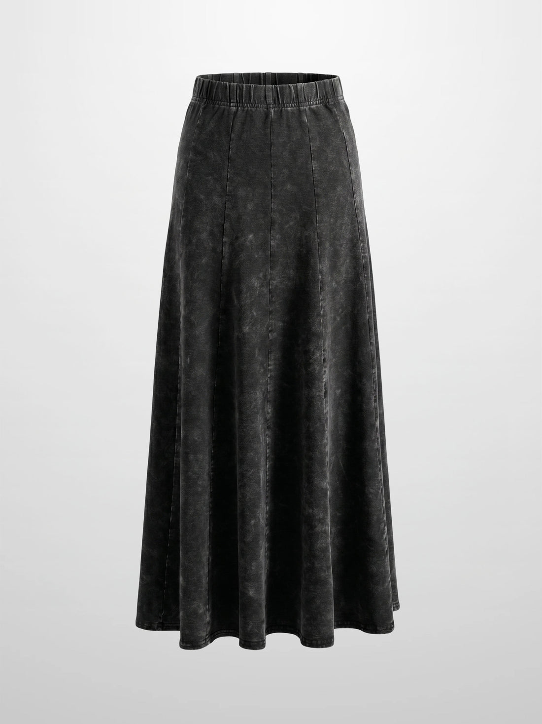 Paneled Flare Skirt 37"-Black Wash
