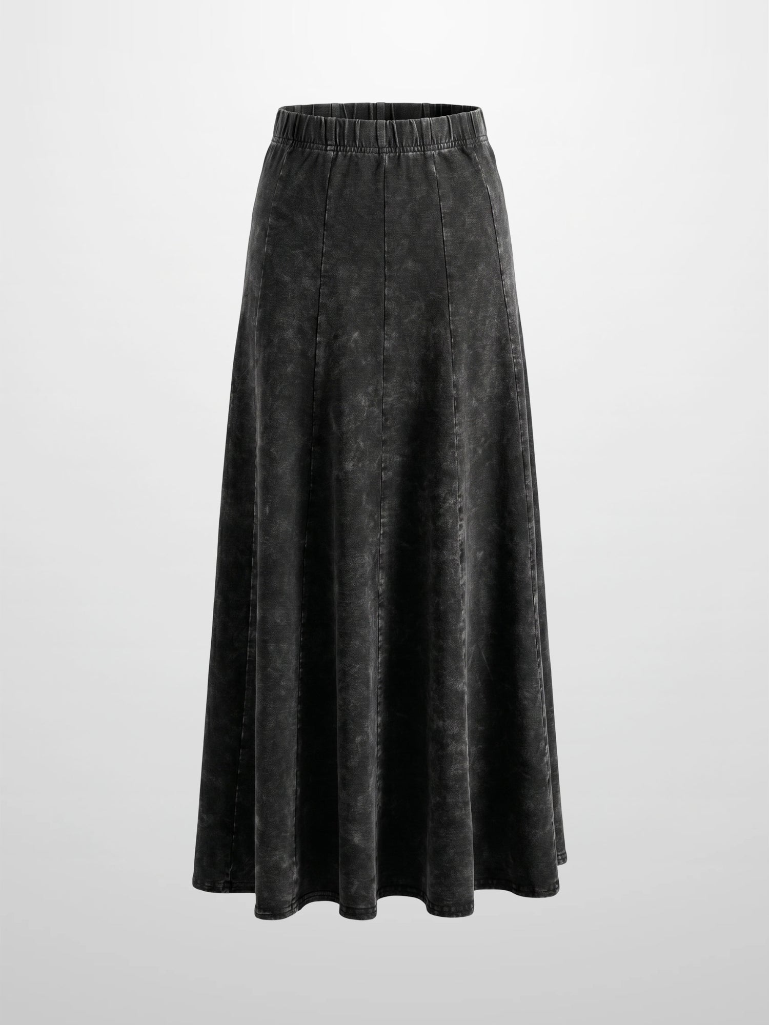 Paneled Flare Skirt 37"-Black Wash