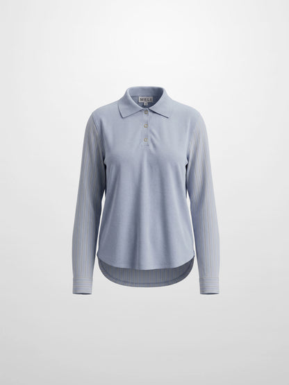 Shirt Back Polo T-Shirt-Dusty Blue