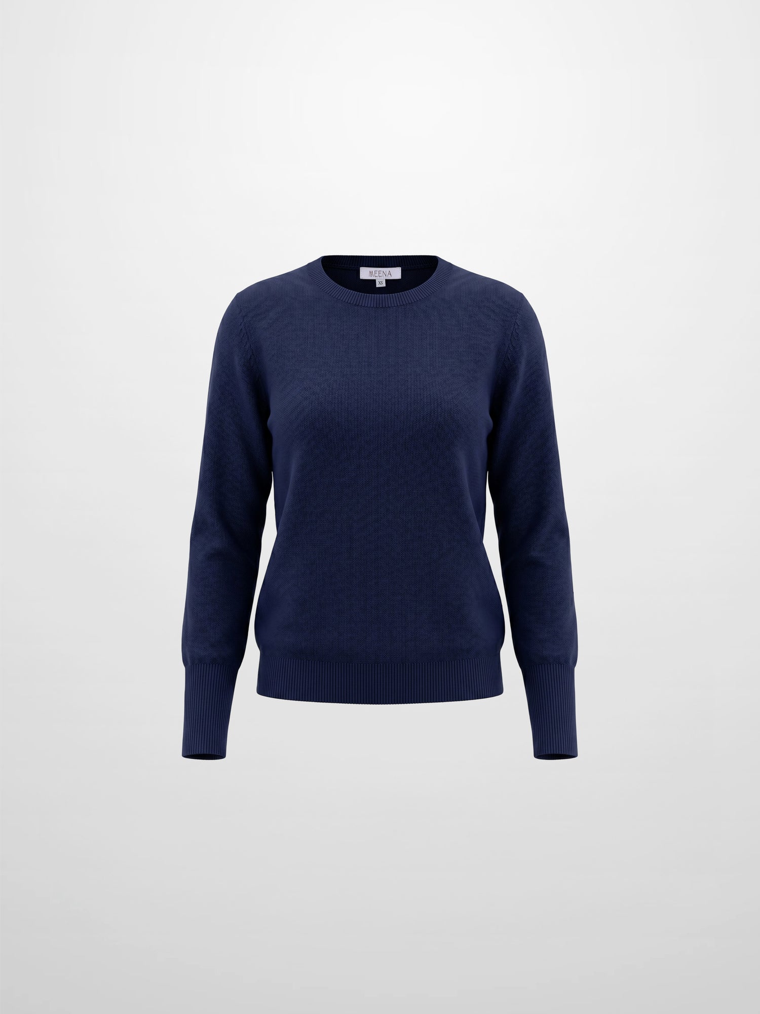 High Cuff Crew Sweater-Navy