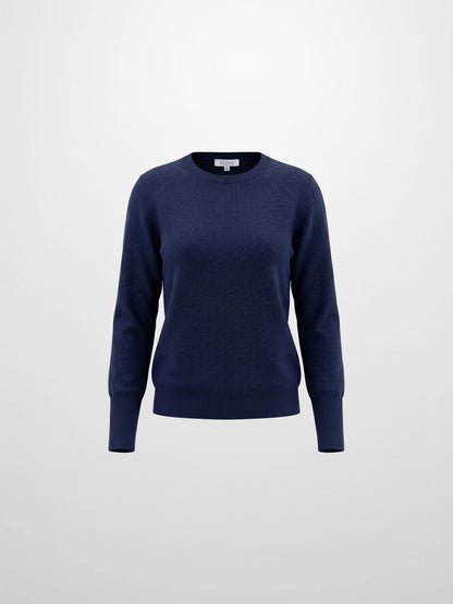 High Cuff Crew Sweater-Navy