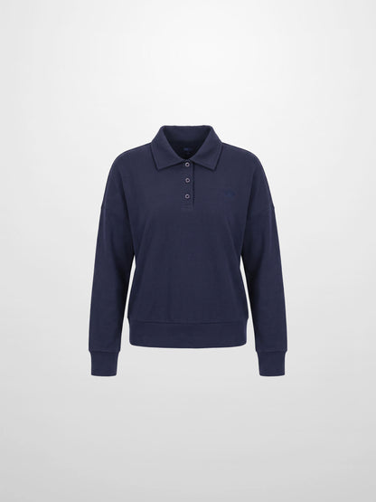 Collared Bomber Tee-Navy