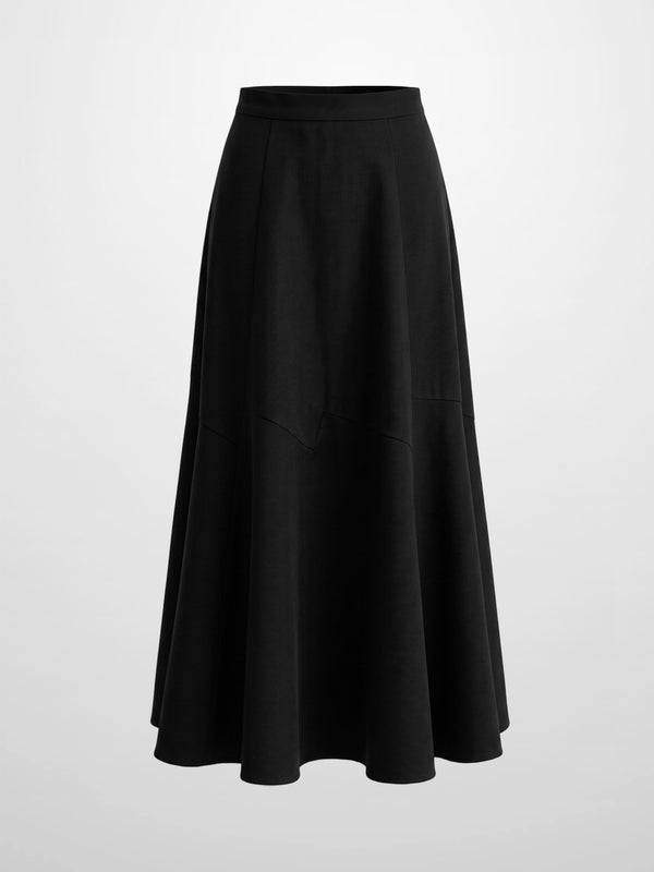 Twill Trumpet Skirt-Black