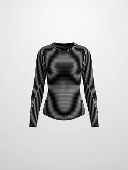 Striped Cross Stitch T-Shirt-Black