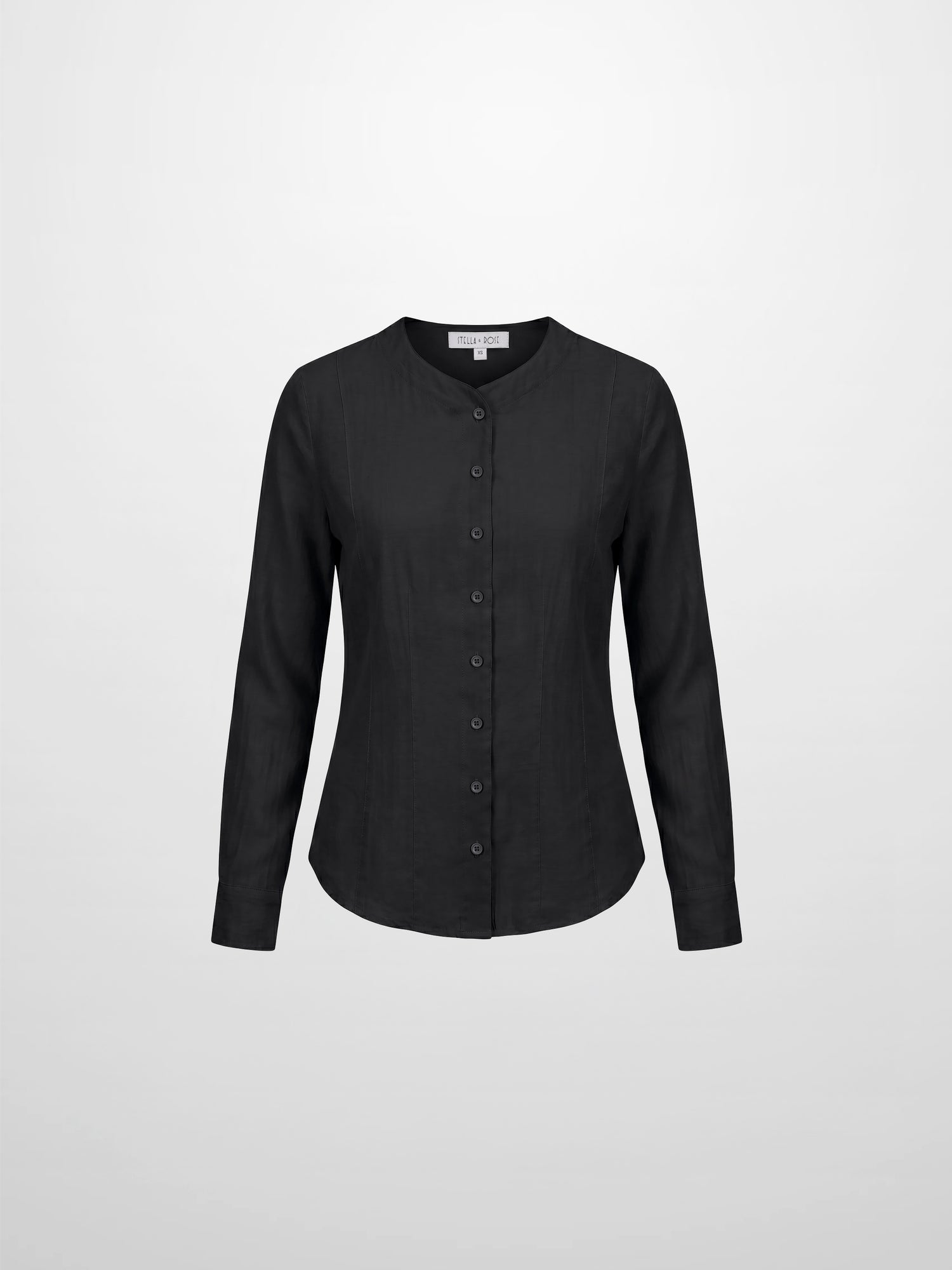 High V Neck Blouse-Black