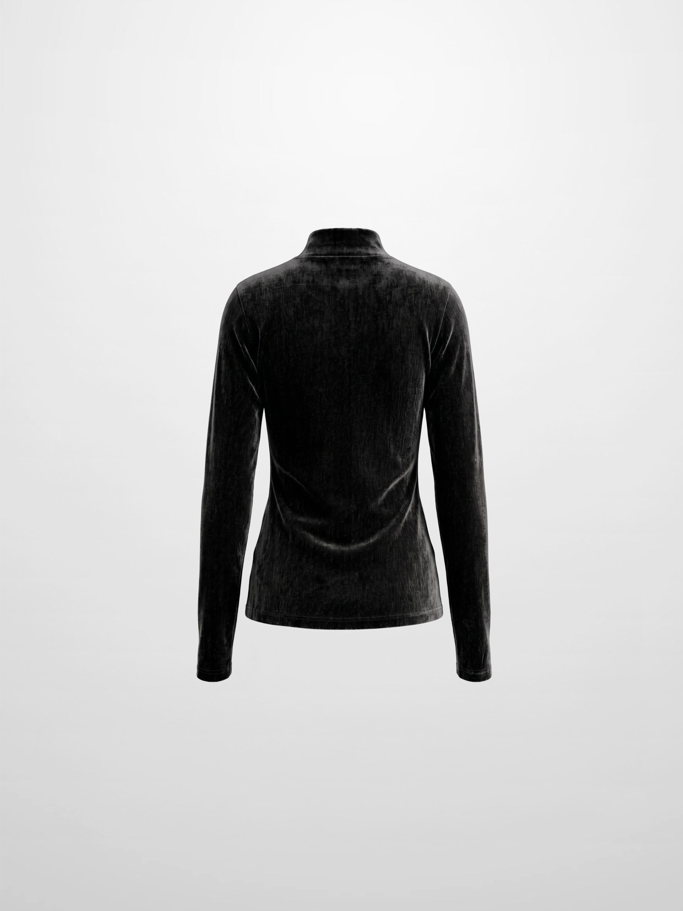 Textured Velour Turtleneck - Black