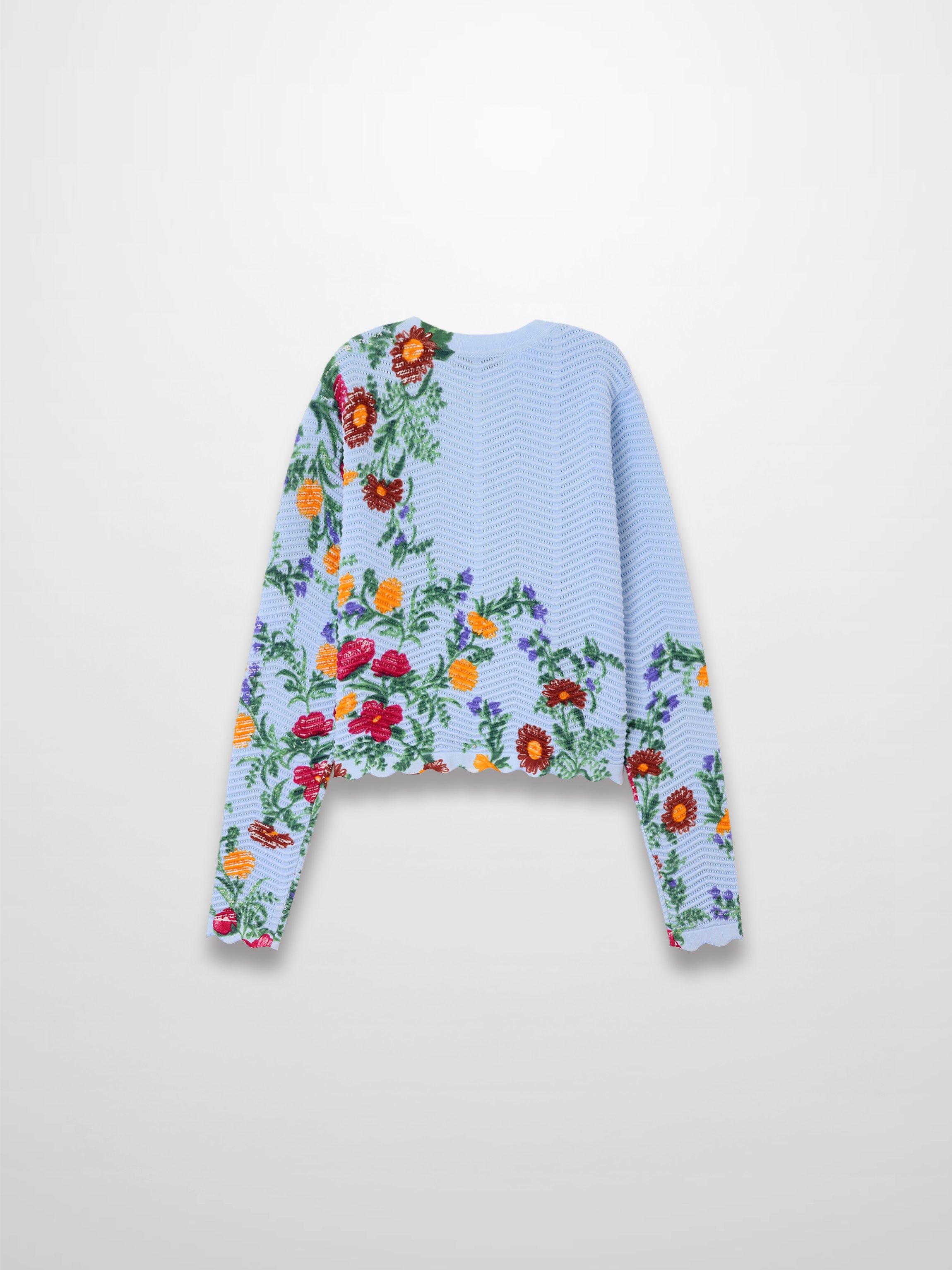 Printed Wave Cardigan-Light Blue Floral