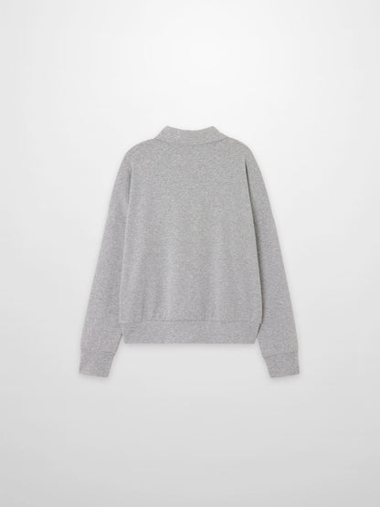 Collared Bomber Tee-Heathered Grey