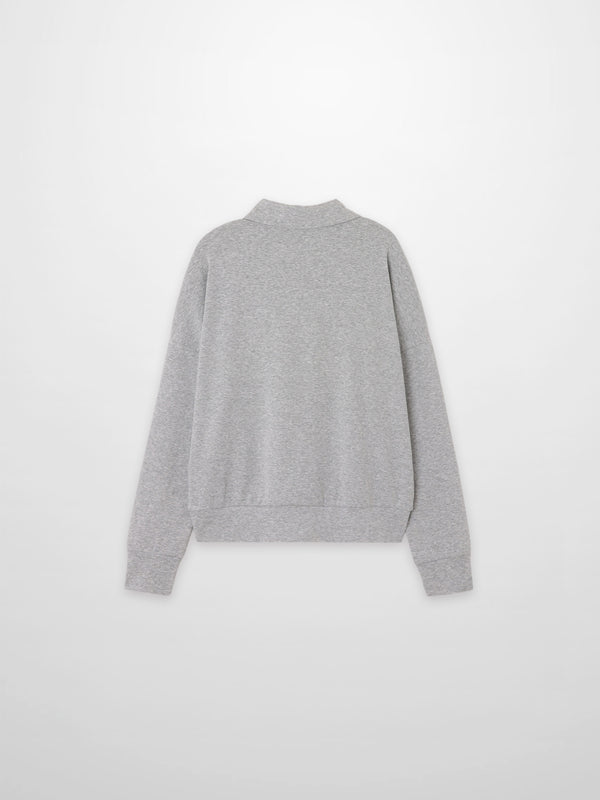 Collared Bomber Tee-Heathered Grey