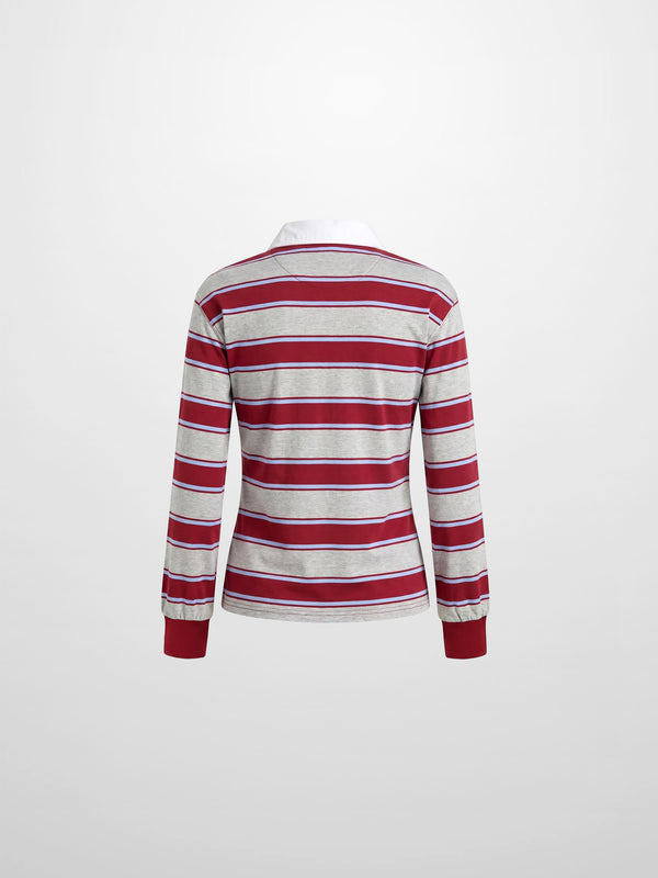Wide Stripe Rugby T-Shirt-Grey Stripe