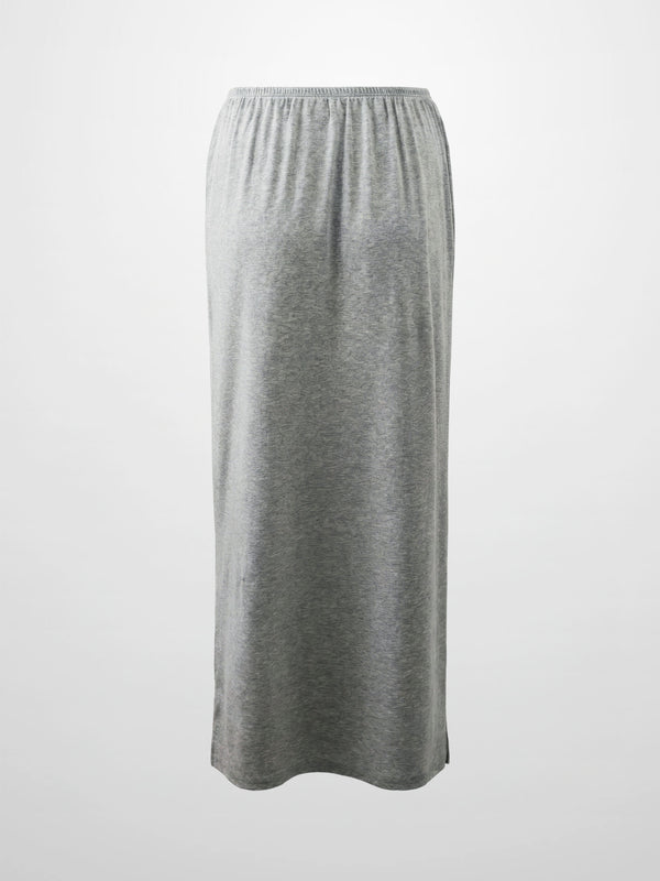 Straight Maxi Drawstring T-Shirt Skirt-Grey