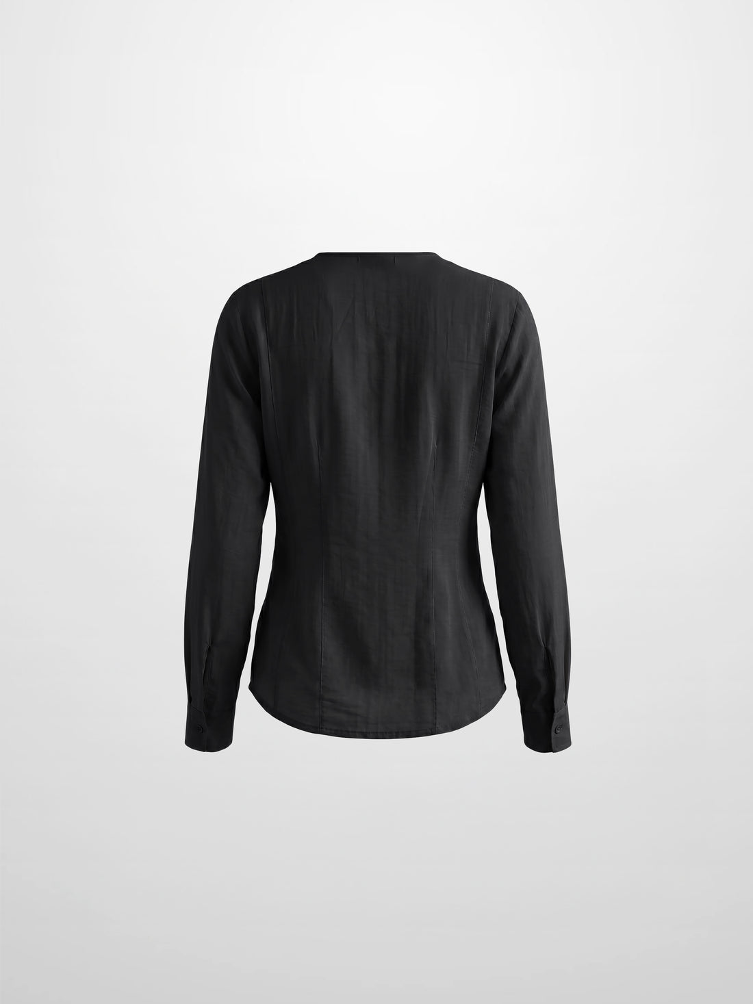 High V Neck Blouse-Black