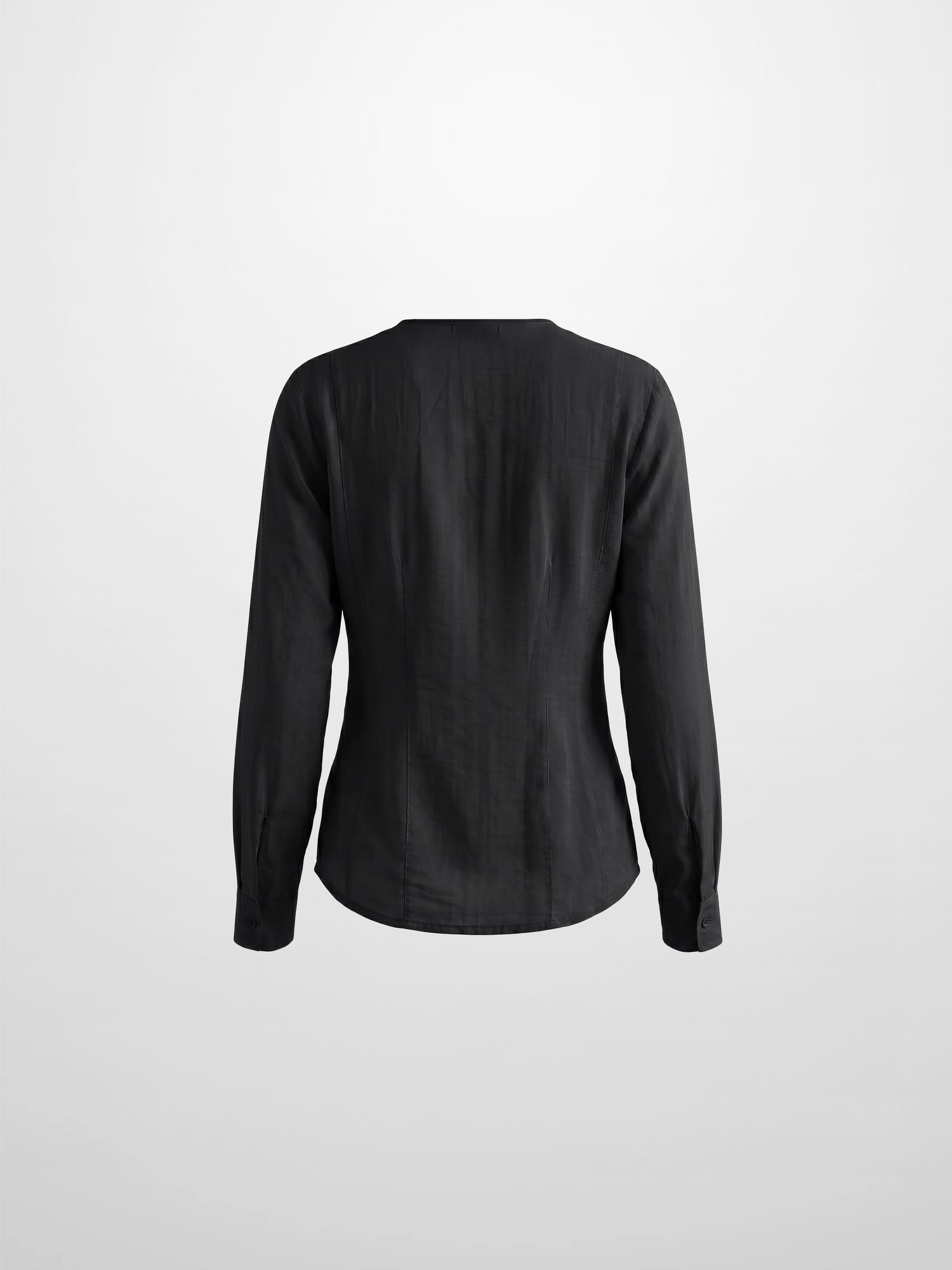 High V Neck Blouse-Black