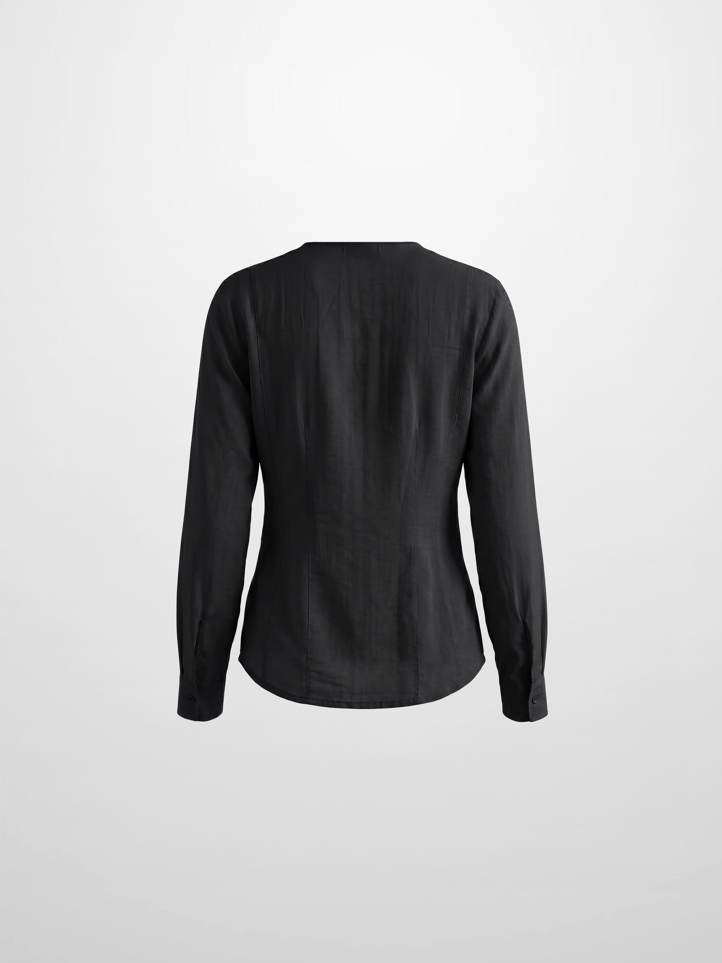 High V Neck Blouse-Black