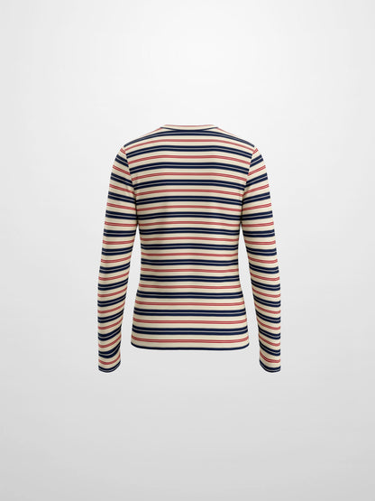 Embroidered Crown Striped Tee-Navy Stripe
