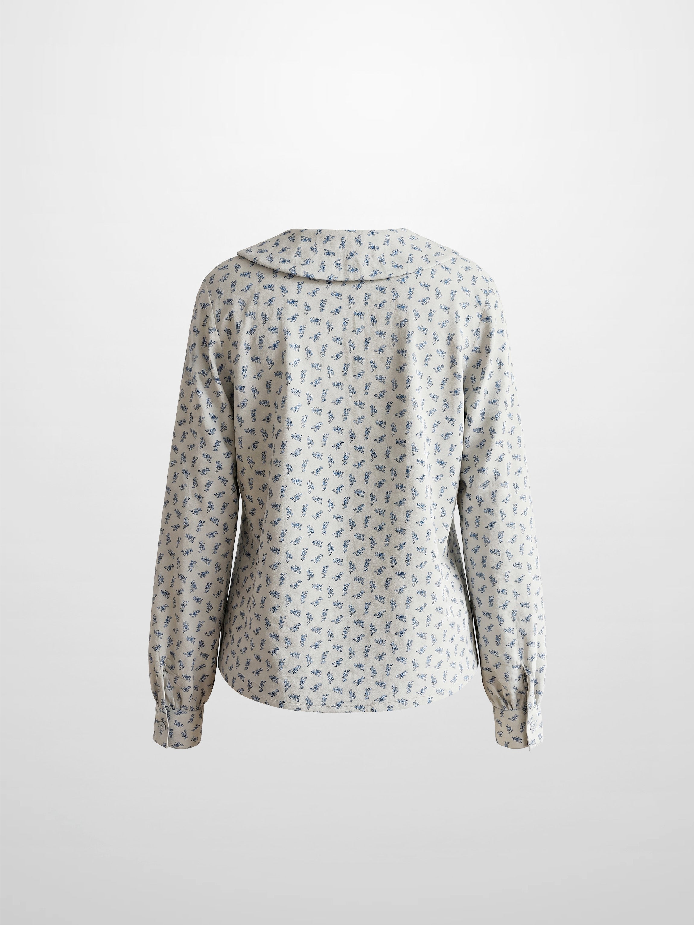 Peter Pan Collar Blouse-Grey Floral