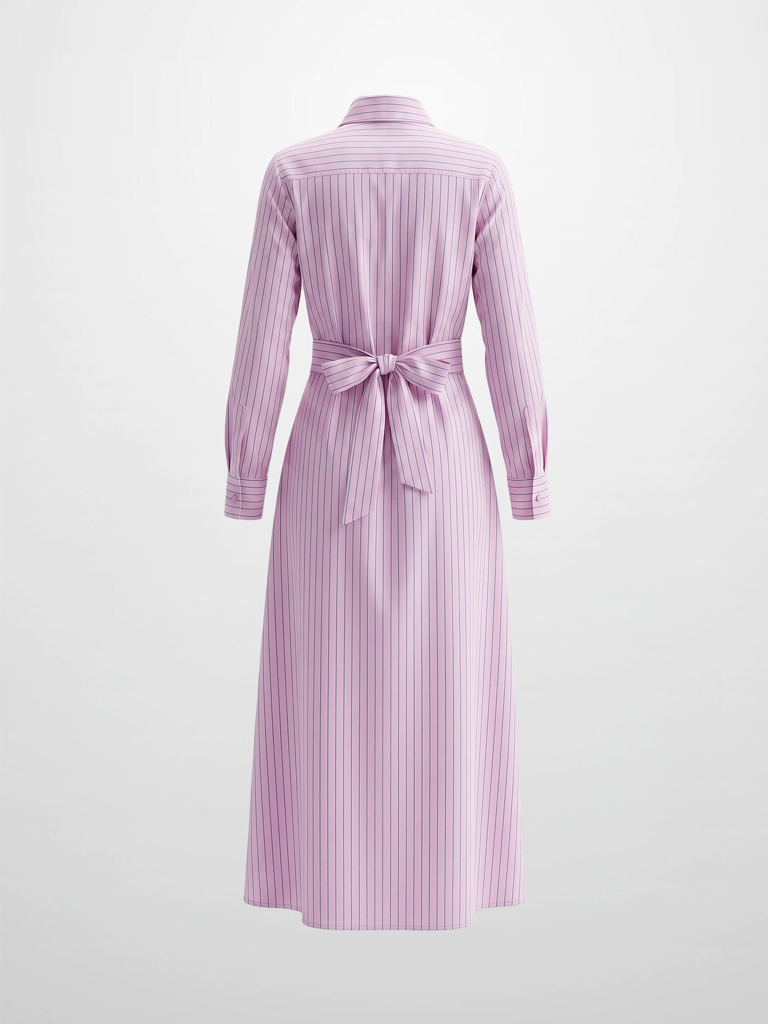 Pinstripe Tie Front Shirtdress-Pink Stripe
