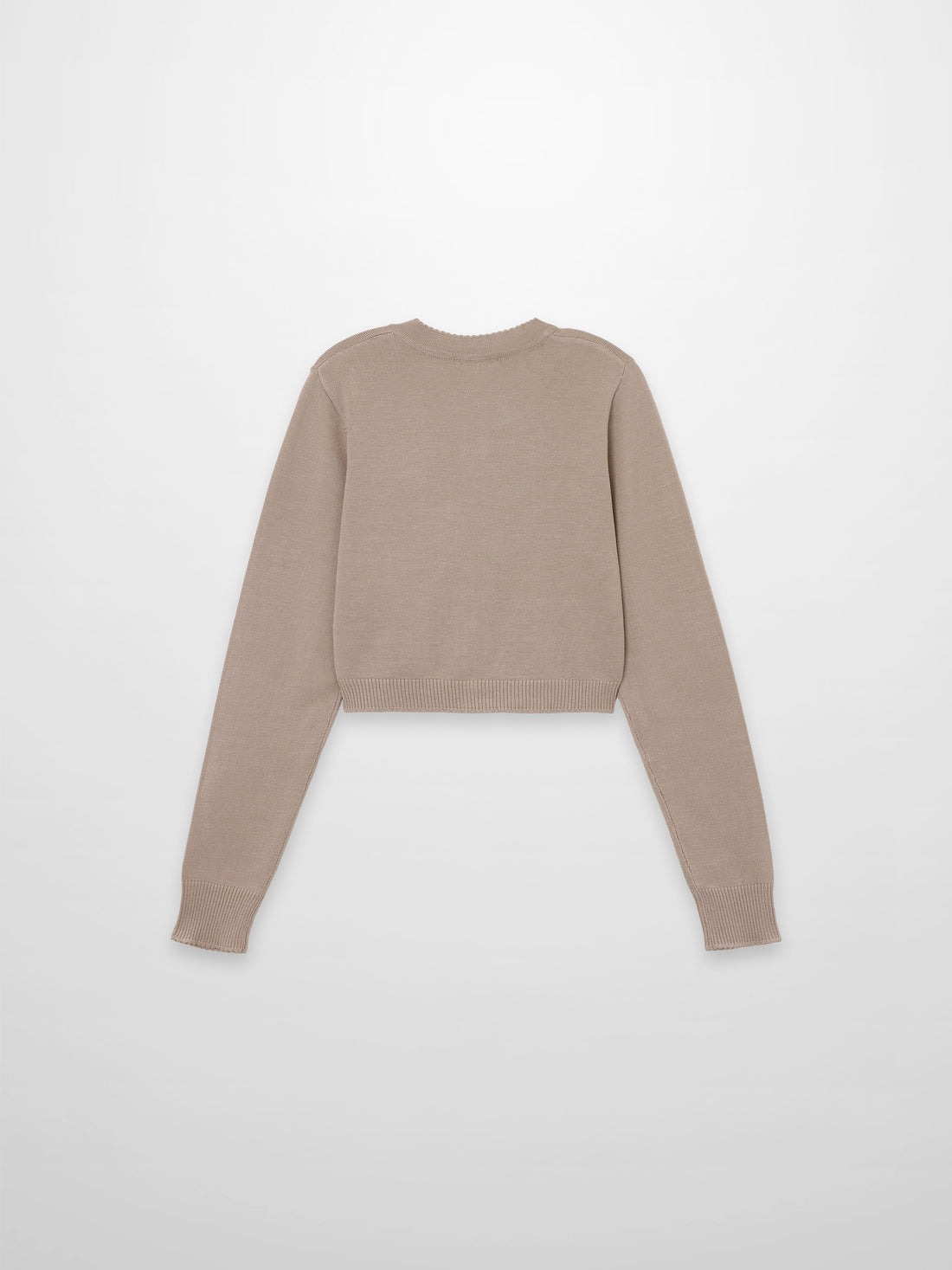 Trim Detail Crew Crop Cardigan-Heathered Latte