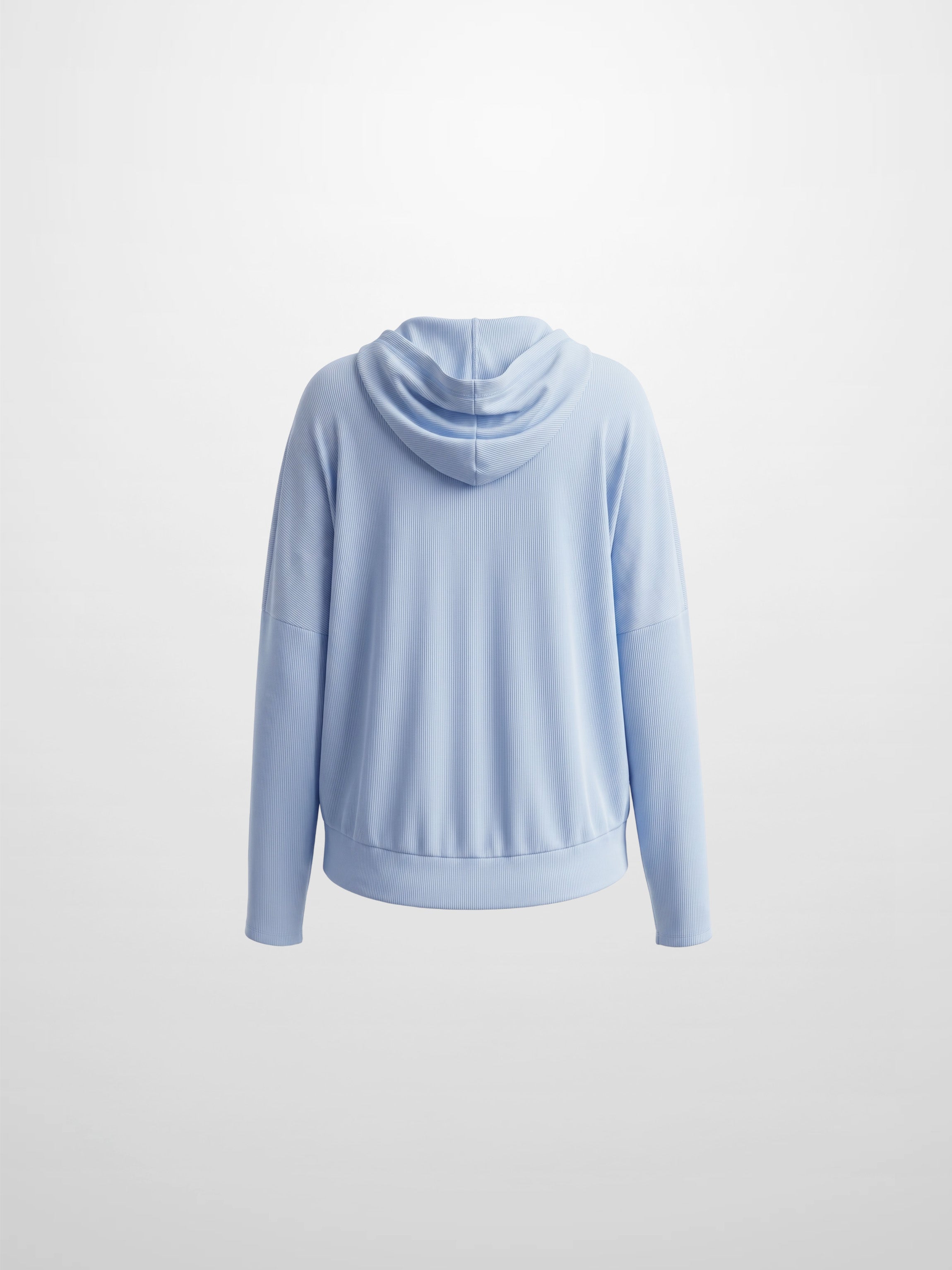 Ribbed Half Zip Hoodie Tee-Baby Blue