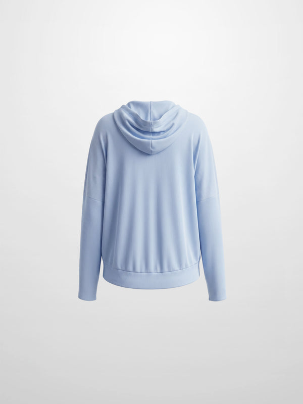 Ribbed Half Zip Hoodie Tee-Baby Blue