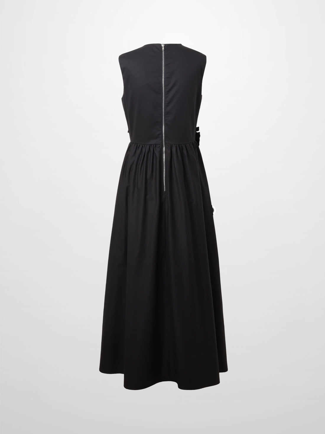 V Gathered Waist Jumper-Black