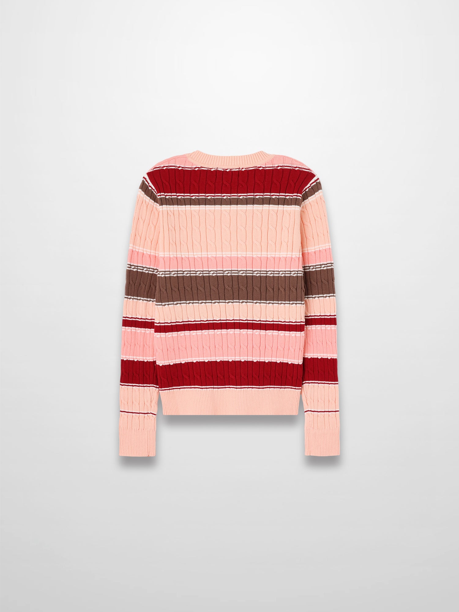 Striped Cable Sweater-Pink Stripe