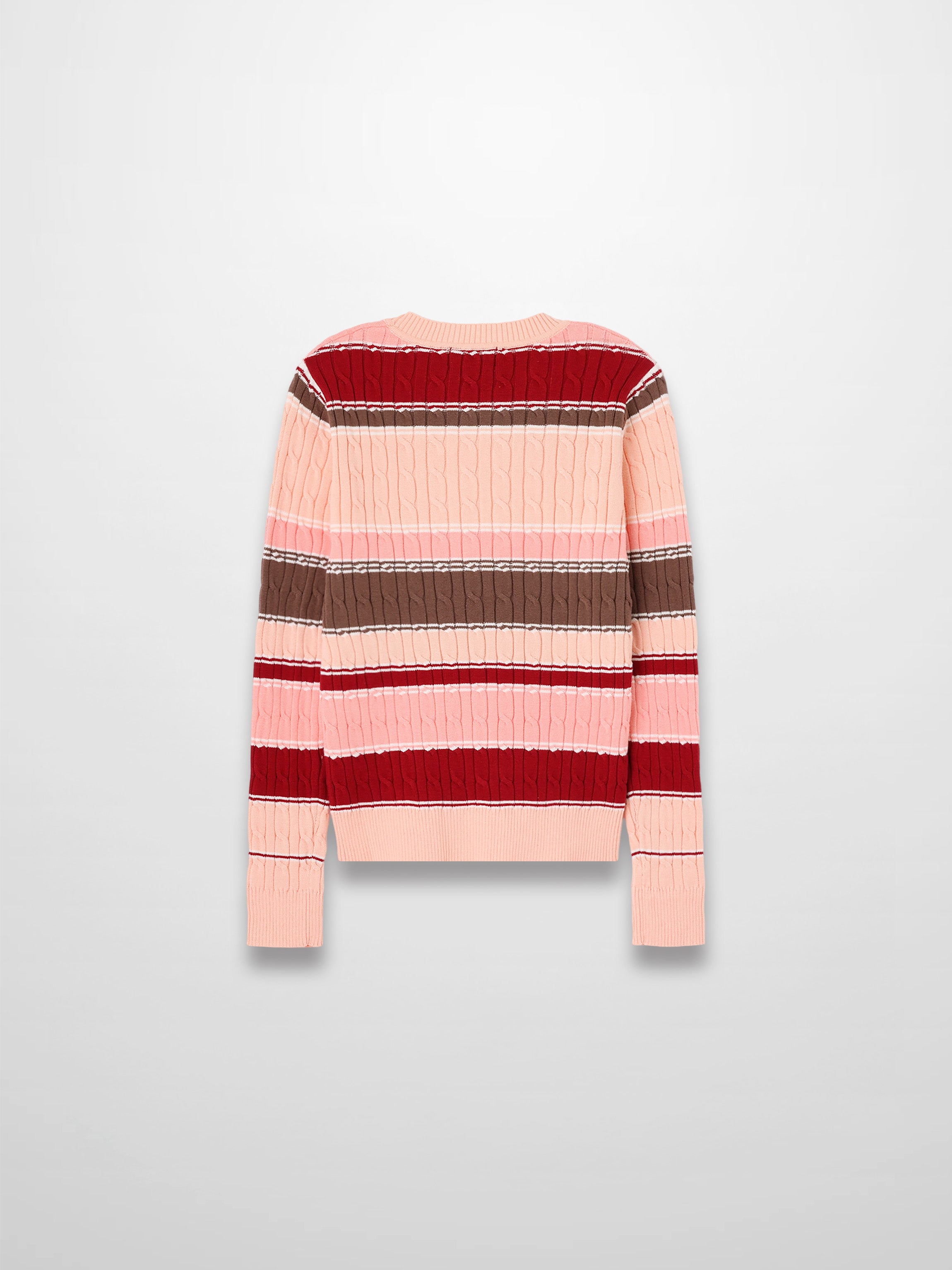Striped Cable Sweater-Pink Stripe